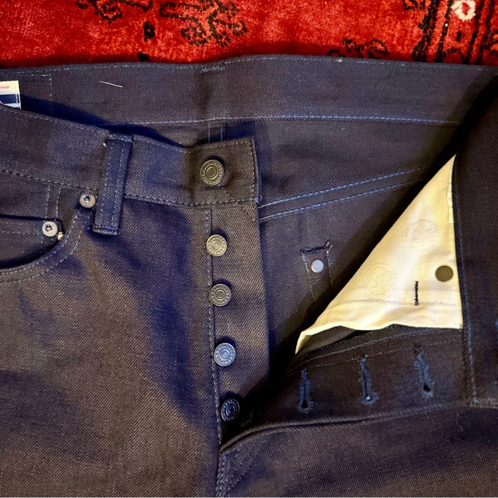 Momotaro Limited Edition Black Selvedge Jeans with Gray Stripes US 30x30 14.70oz - Picture 6 of 7